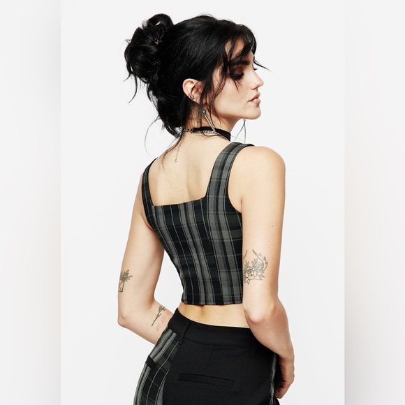 NWT Disturbia Checkmate Lace Up Corset Top US 2 / UK 6 - Picture 2 of 7